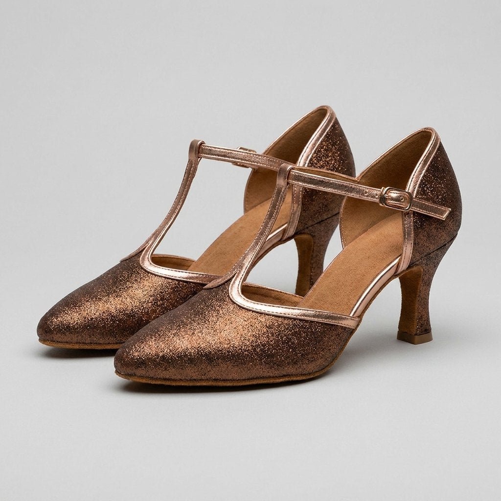 Slee | Luxe T-Strap Dance Heels  Leatherette, Suede Outsole, 3.5cm & 5.5cm Heights