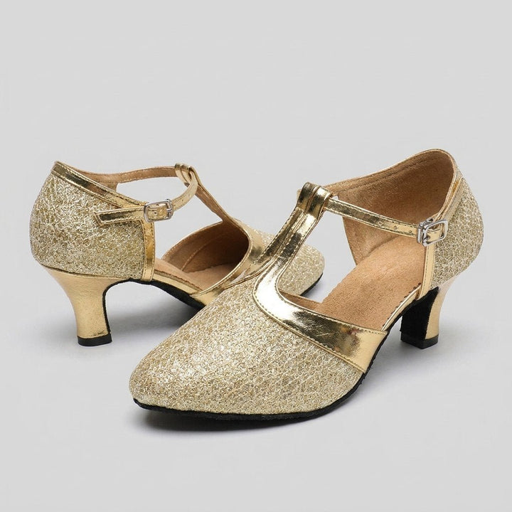Slee | Luxe T-Strap Dance Heels  Leatherette, Suede Outsole, 3.5cm & 5.5cm Heights
