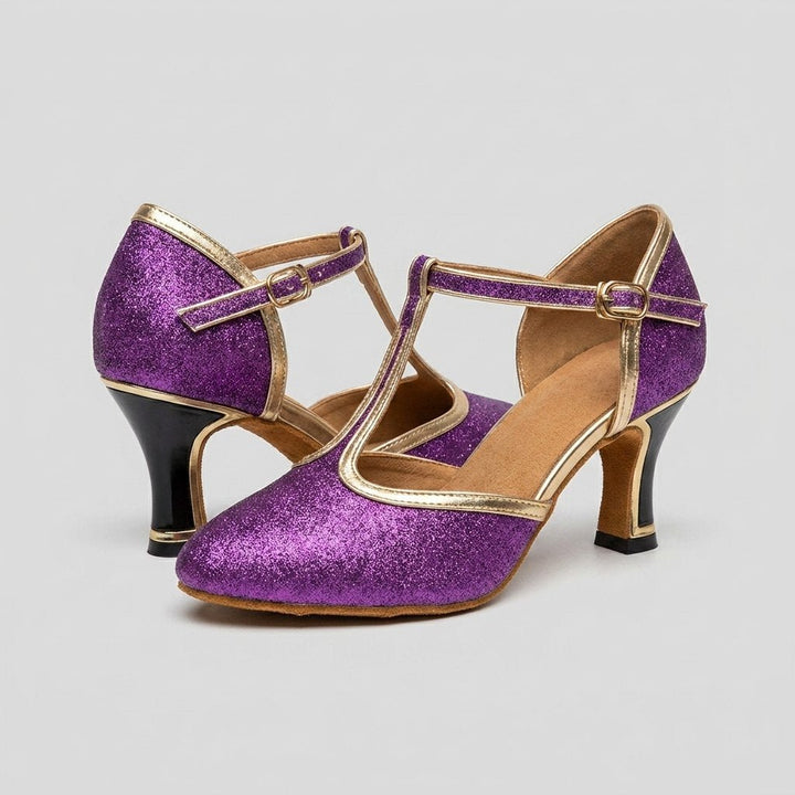 Slee | Luxe T-Strap Dance Heels  Leatherette, Suede Outsole, 3.5cm & 5.5cm Heights