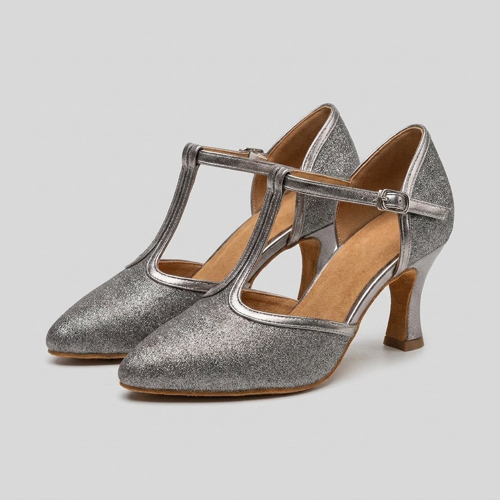 Slee | Luxe T-Strap Dance Heels  Leatherette, Suede Outsole, 3.5cm & 5.5cm Heights