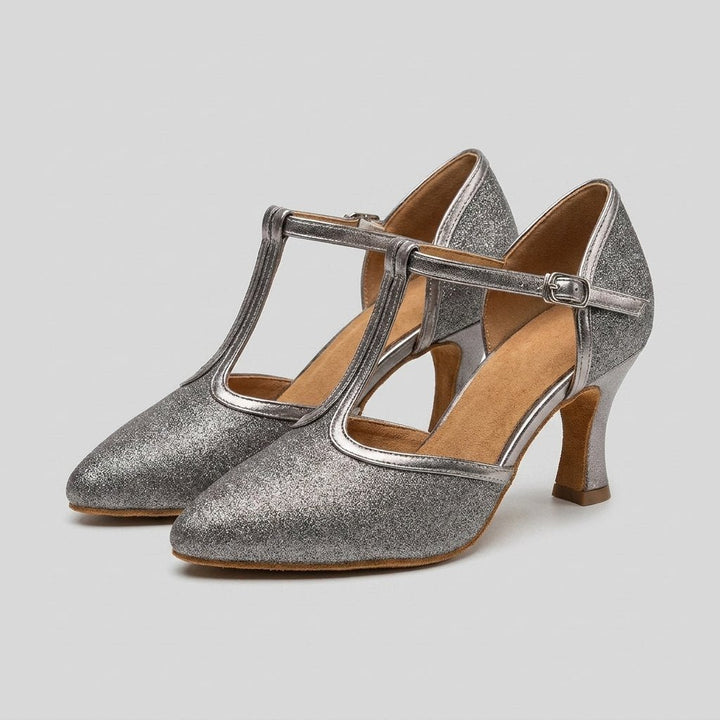 Slee | Luxe T-Strap Dance Heels  Leatherette, Suede Outsole, 3.5cm & 5.5cm Heights