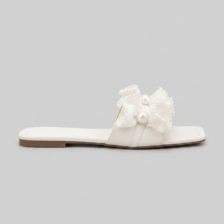 Vionnet | Slides Vegan Leather, Pearl Embellishments